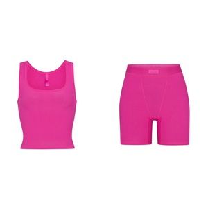 SKIMS Pink Tank and Shorts Set